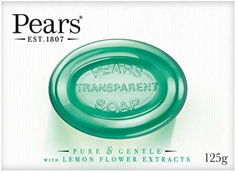 Pears Soap - Oil Clear with lemon flower extracts. Authentic Transparent Green Soap. (125g each) (Pack of 12)
