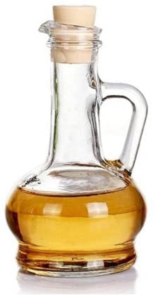 Oil & Vinegar Dispenser Set. Glass Bottle with Handle & Lid. (Set of 2) (260 cc)