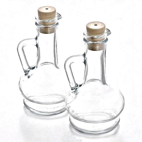 Oil & Vinegar Dispenser Set. Glass Bottle with Handle & Lid. (Set