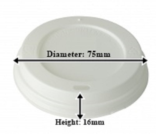 6 oz Plain White Hot Drink Paper Cups & Domed Sip Lid. 1000 Cups & 1000 Lids