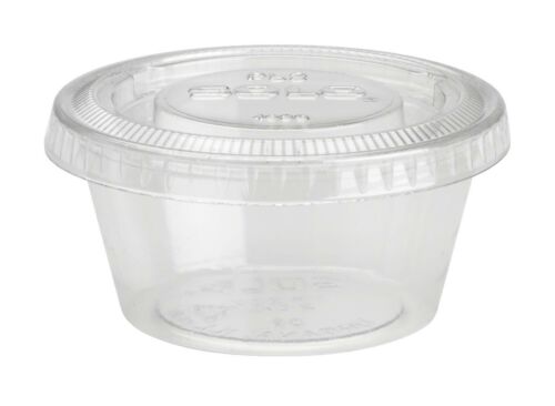 H-Pack 3.25 oz. (80 ml.) Clear Pet Portion Cup & Lid. (Box of 1000)