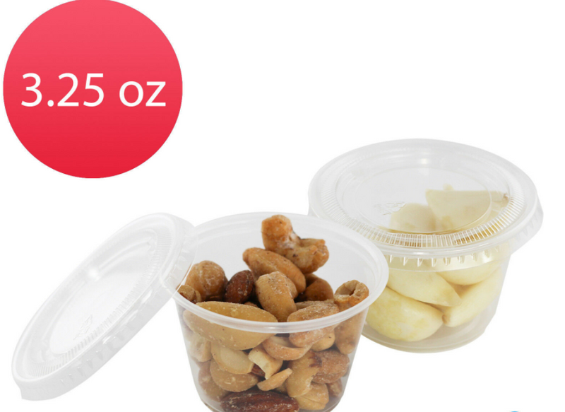 H-Pack 3.25 oz. (80 ml.) Clear Pet Portion Cup & Lid. (Box of 1000)