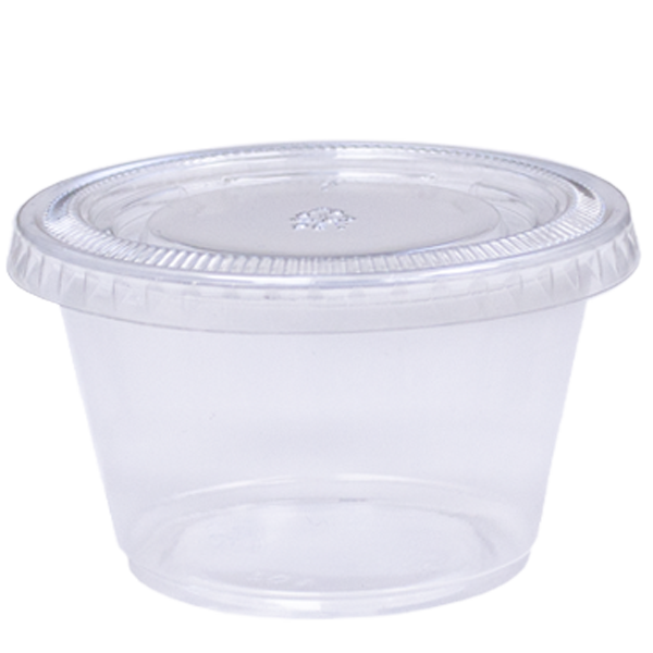 H-Pack 3.25 oz. (80 ml.) Clear Pet Portion Cup & Lid. (Box of 1000)