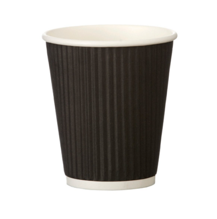 H-Pack Black Strong Ripple Hot Drink Paper Cups. (12oz) (Box of 500)