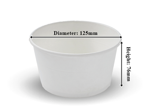 H-Pack White Plain Paper Soup Bowl Containers & Clear Lids. (Box of 1200) (26 oz / 750 ml)
