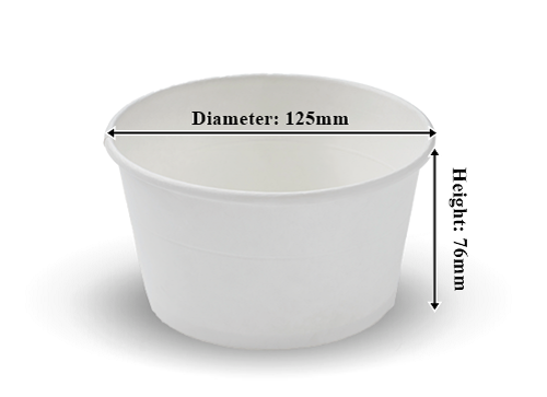 H-Pack White Plain Paper Soup Bowl Containers. (Box of 600) (26 oz / 750 ml)