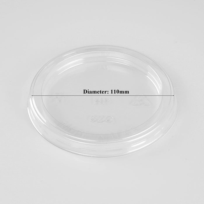 H-Pack Clear Plastic Round Containers Lids. (250 / 400 / 500 ml) (Box of 1000)