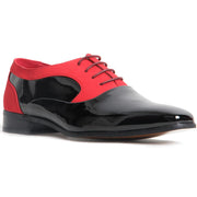 Shiny Genuine Leather Lined Smart Office Shoes - Roberto (Black & Red).
