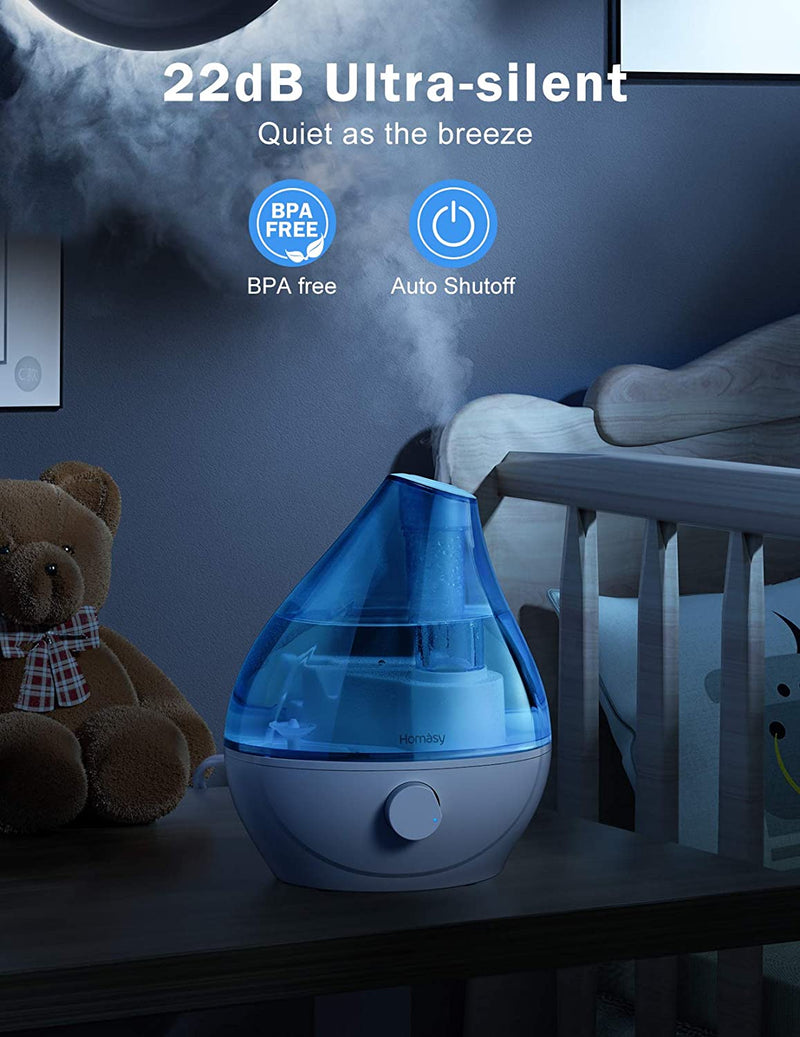1.6L Cool Mist Humidifier. 22dB Whisper-Quiet For Bedroom. Auto Shut-Off.