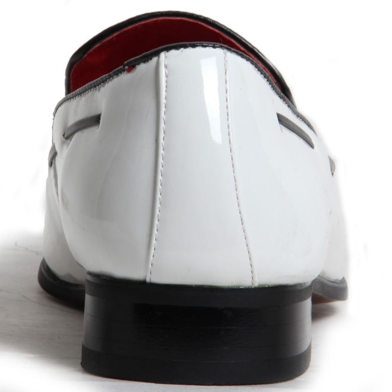 Decorative Stitch Western Heel Shoes - Jersey (Patent White)