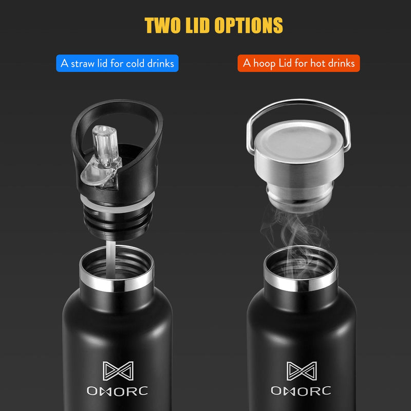 1L Stainless Steel Water Bottle. Portable&Leak-Proof. Keep Cold&Hot. Vacuum Insulated.