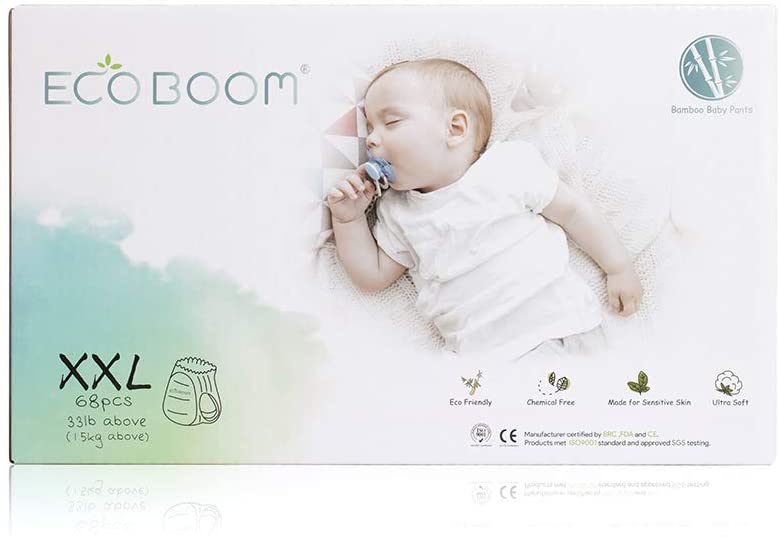 Bamboo Nappies Pants. Organic Diapers Easy Wear. Size 6 (33 lb+) XXL (68 Count)