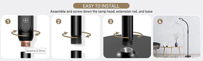 LED Floor Lamp. Remote & Touchable Standing Lamp. Adjustable Height. Gooseneck.