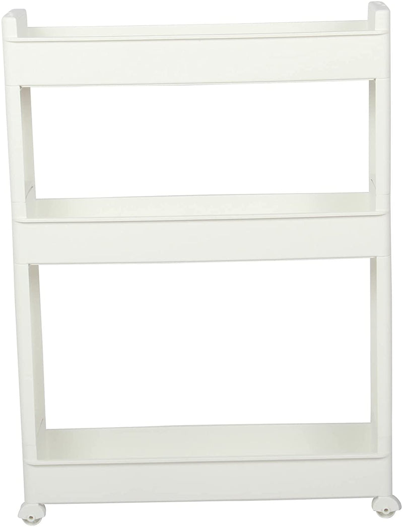 3 Tier Slim Slide Kitchen Trolley. Rack Storage Shelf Organiser Holder On Wheels.