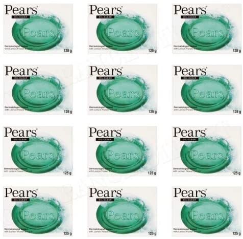 Pears Soap - Oil Clear with lemon flower extracts. Authentic Transparent Green Soap. (125g each) (Pack of 12)