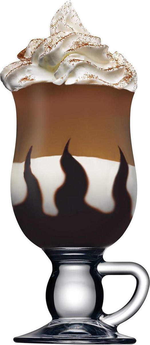 Irish Coffee Glasses. Glass Latte Tea Coffee Mug with Handle. (Set of 4) (270 cc/ml)