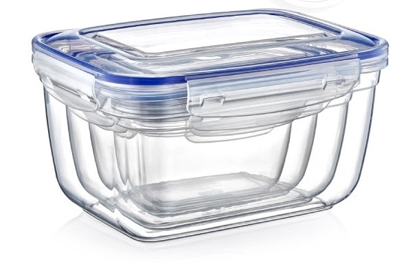 Plastic Rectangle Food Storage Container with Lid. (4 pcs) (400/800/1400/2300 ml).