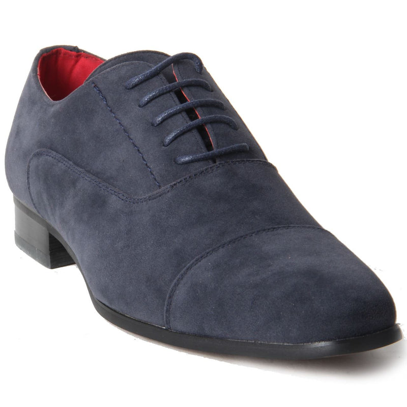Mens Lace Up Capped Toe Smart Spectator Shoes - Mario (Suede Blue)