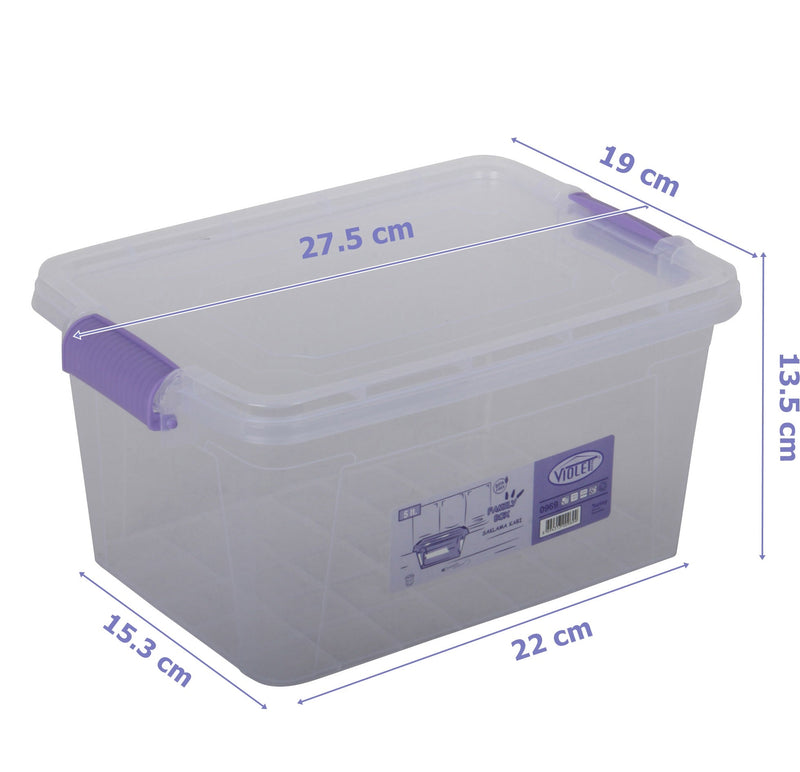 5x Plastic Storage Box Containers With Lid - 5L