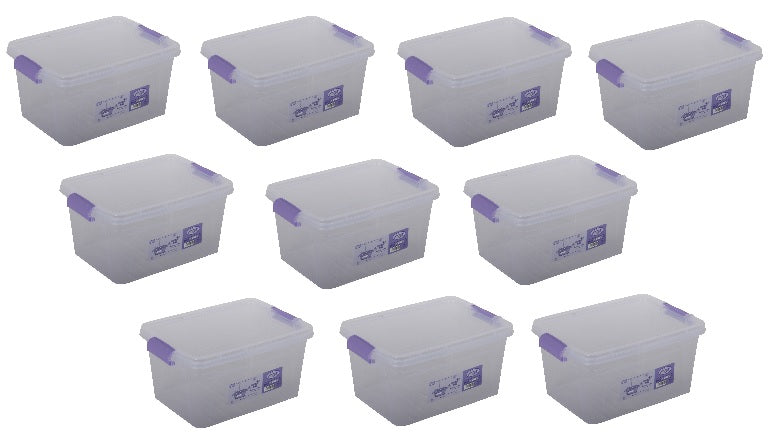 10x Plastic Storage Box Containers With Lid - 5L