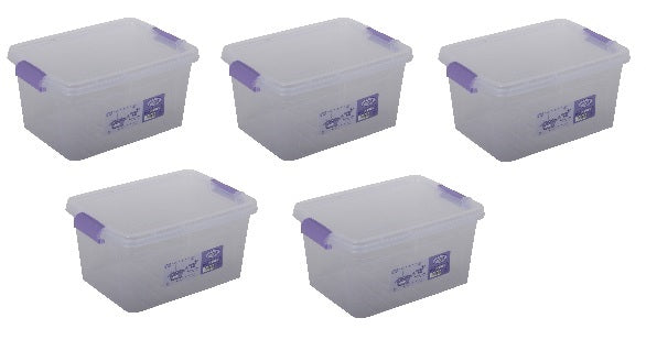 5x Plastic Storage Box Containers With Lid - 5L