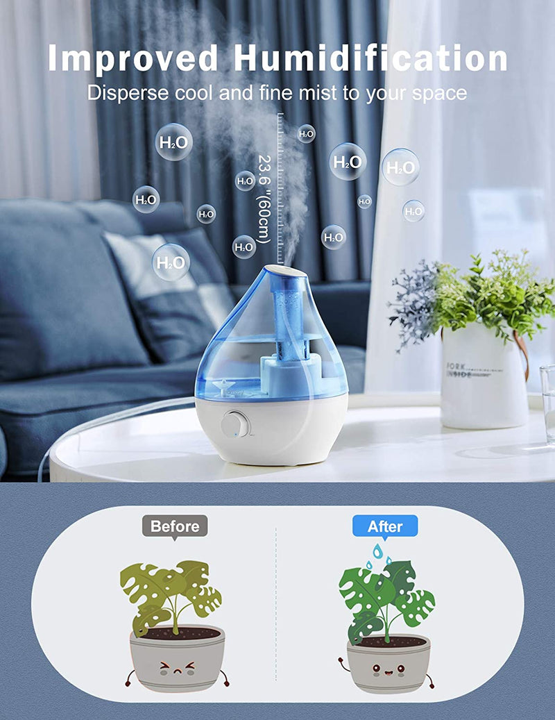 1.6L Cool Mist Humidifier. 22dB Whisper-Quiet For Bedroom. Auto Shut-Off.