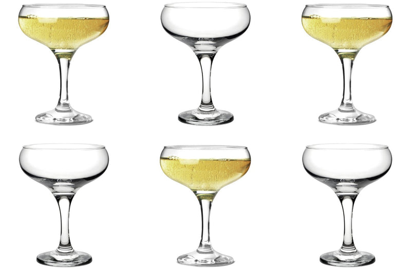 6pcs Martini Cocktail Glasses. Champagne Coupe Saucers. (270 ml).