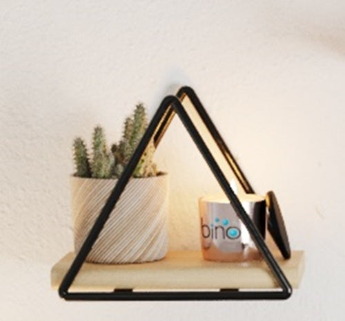 6 Pcs Different Style Miniature Decorative Wall Shelf Set. (Black & Solid Wood).