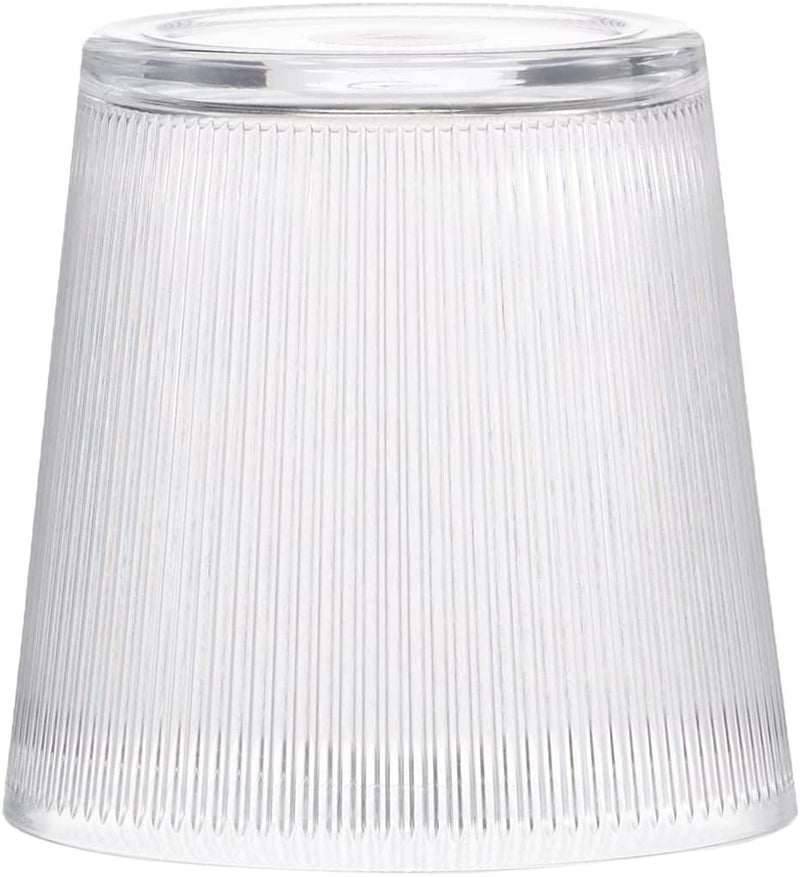 Glass Orchid Flower Pot. Stripe Straight Line Design Round Vase. Decorative Pot.