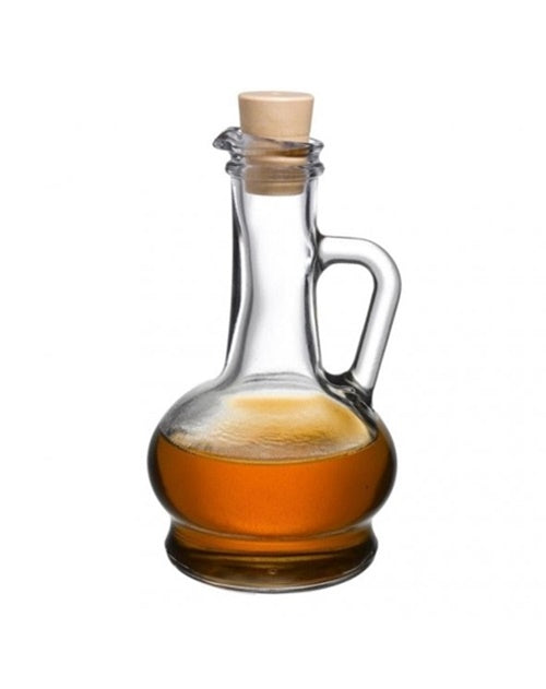 Oil & Vinegar Dispenser Set. Glass Bottle with Handle & Lid. (Set of 2) (260 cc)