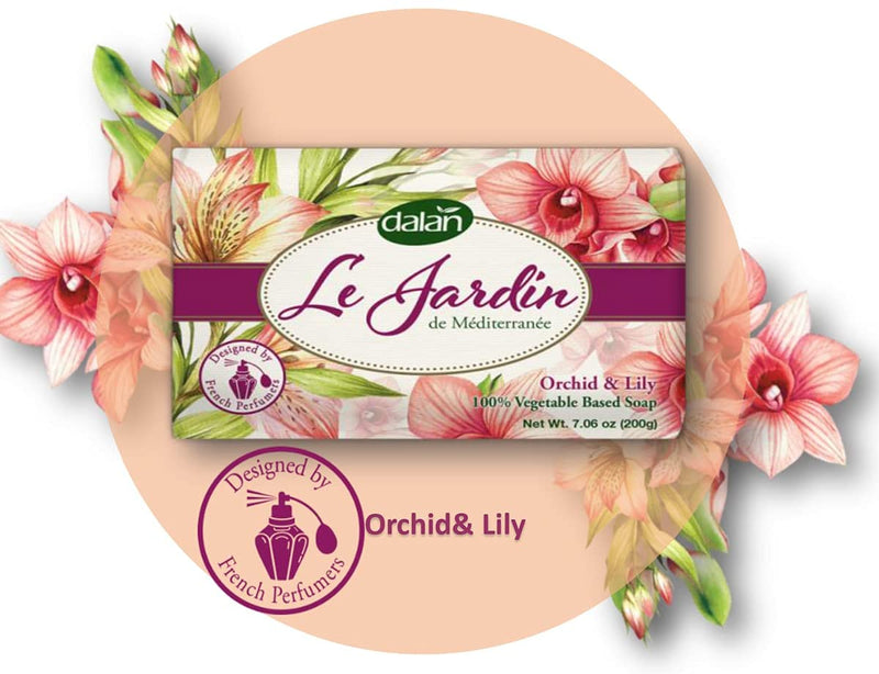 Orchid & Lily Vegetable Soap Bar - Exquisite Scented Soap (Pack of 8, 200g Each)