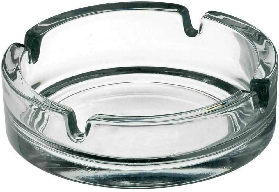 Large Glass Ashtray. Cigarette Grove Stackable. (Set of 2)
