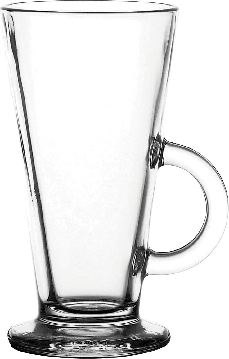 Latte Glasses. Tea Coffee Cups with Handle. Glass Mug. (Pack of 4) (263 ml)