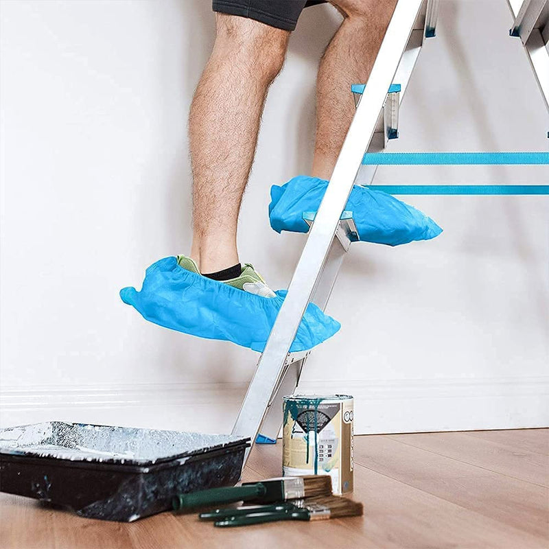 Shoe Cover Disposable. 100 pcs (50 pairs) Non-Woven Elasticated Fabric One Size Fits All. Non-Slip, Durable Boot & Shoes Cover for Indoor/Outdoor