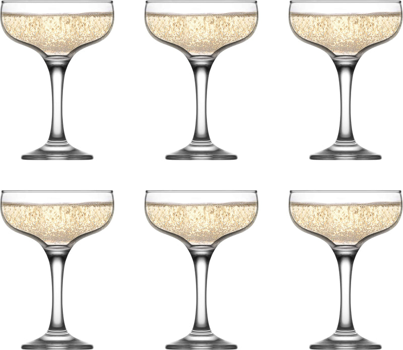 Martini Cocktail Glasses. Champagne Coupe Saucers. (Set of 6) (200 ml)