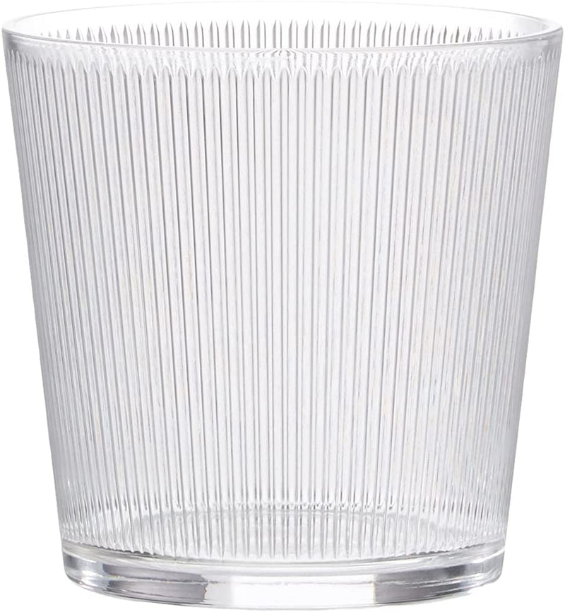 Glass Orchid Flower Pot. Stripe Straight Line Design Round Vase. Decorative Pot.