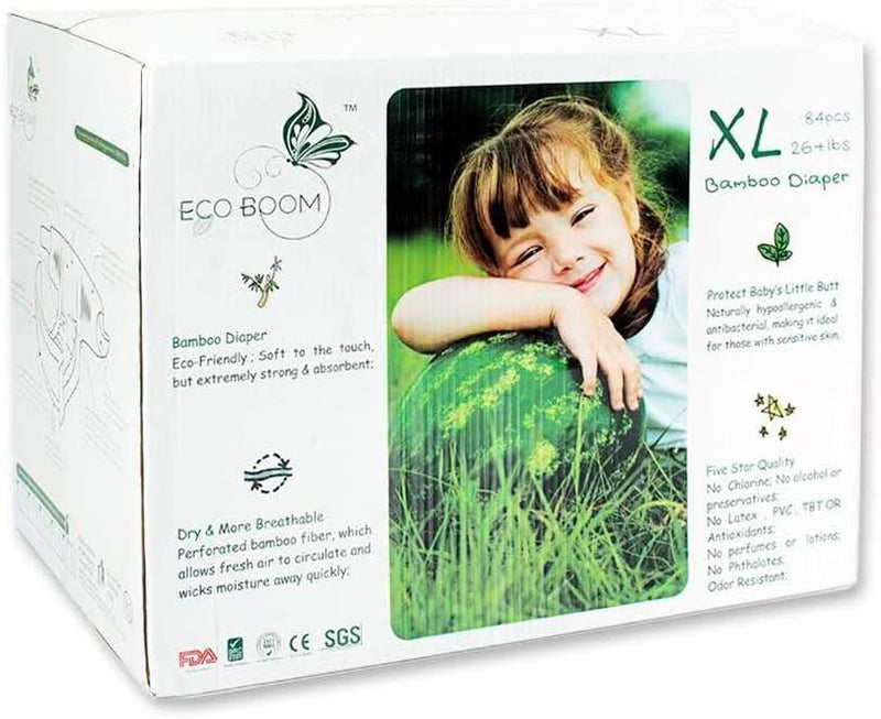Biodegradable Bamboo Nappies. Baby Diaper. (Size XL - 26+lbs) (Pack of 84)