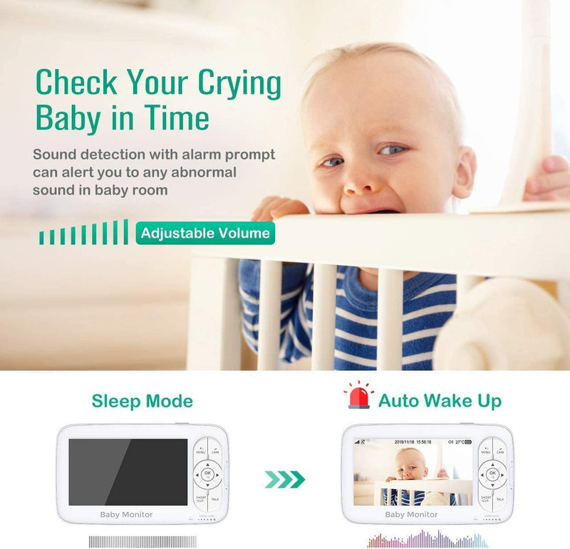 Baby Monitor. 720P Video Baby Monitor with 5” HD Display. Night Vision Camera.