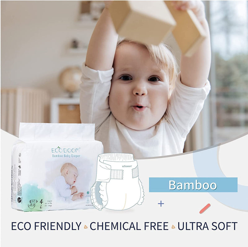 Bamboo Nappies Pants. Organic Diapers Easy Wear. Size 5 (20-30 lb) XL (28 Count)