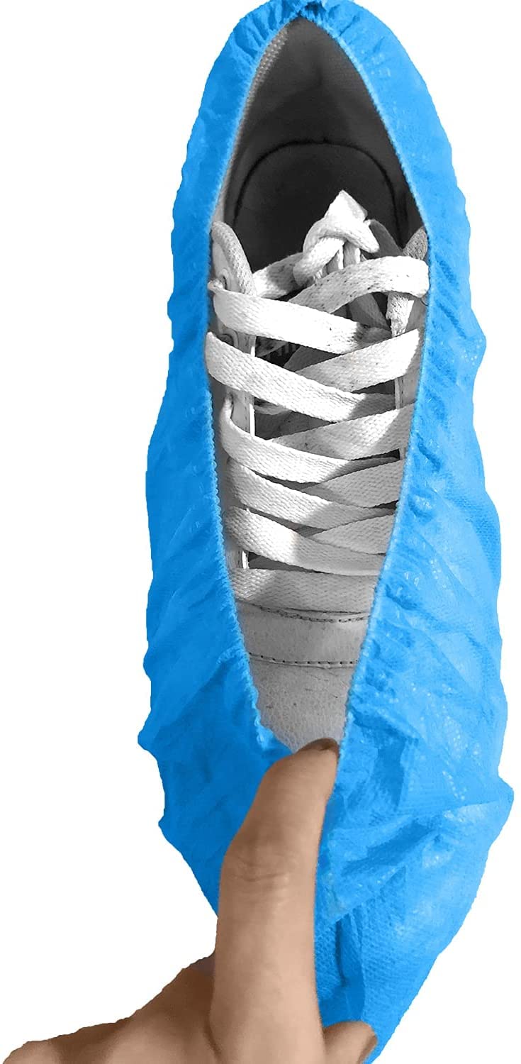 Shoe Cover Disposable. 100 pcs (50 pairs) Non-Woven Elasticated Fabric One Size Fits All. Non-Slip, Durable Boot & Shoes Cover for Indoor/Outdoor