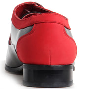Shiny Genuine Leather Lined Smart Office Shoes - Roberto (Black & Red).