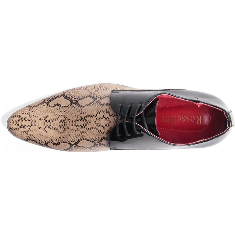 Italian Designer Snakeskin Pointed Leather Lined - Retelino (Beige & Black)