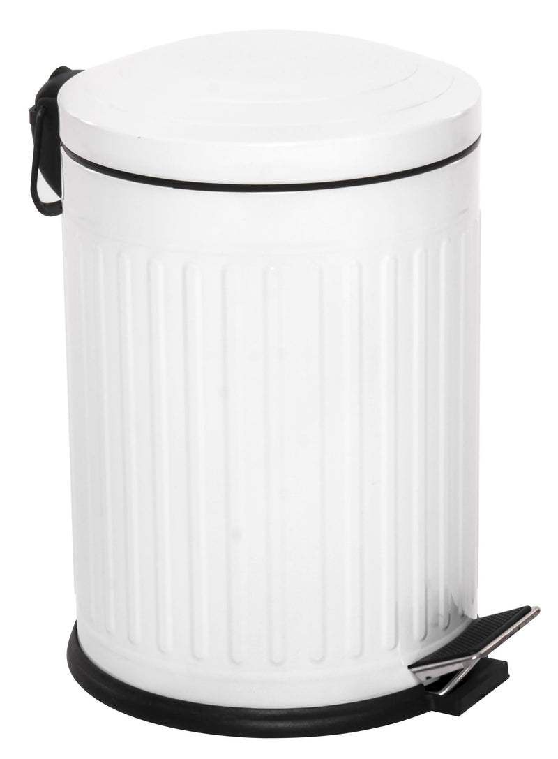 12L Pedal Bin with Soft Close Lid. Removable Bucket. Waste Dustbin. (White)