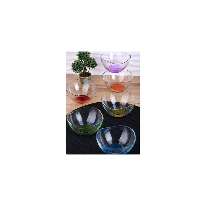 Vibrant Coloured Base Glass Bowls - Set of 6 for Desserts, Ice Cream, and More!