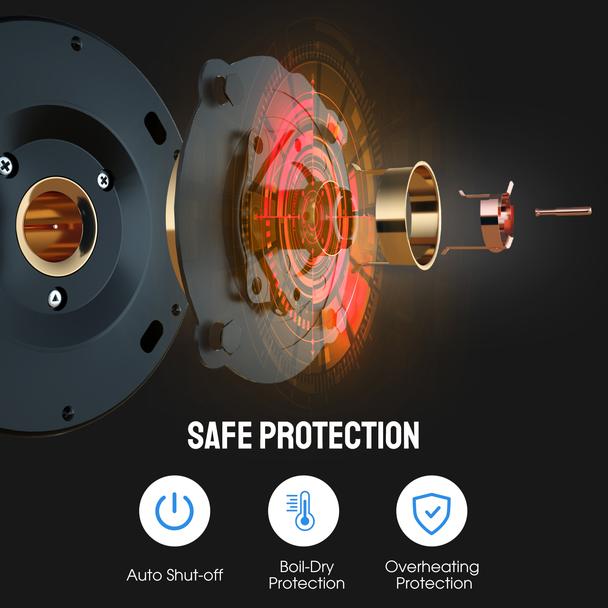 Black Electric Kettle. Cordless Double Wall Stainless Steel Kettle. (1.5L) (2000W)