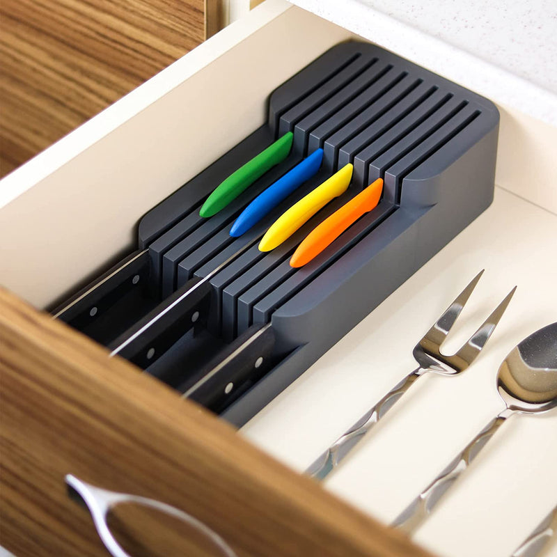 Knife Organiser. 2-Tier Horizontal Knife Block. Drawer Organizer. (Antrasit)
