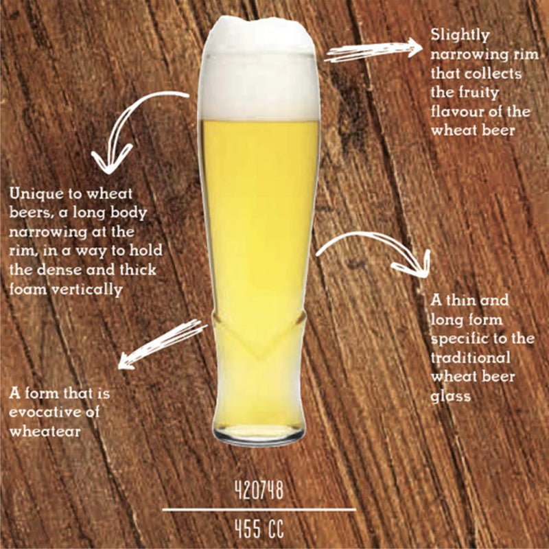 Wheat Craft Beer Glasses. Lager Beer Glass. Ale Craft Glass. (Pack of 4)(455 ml)