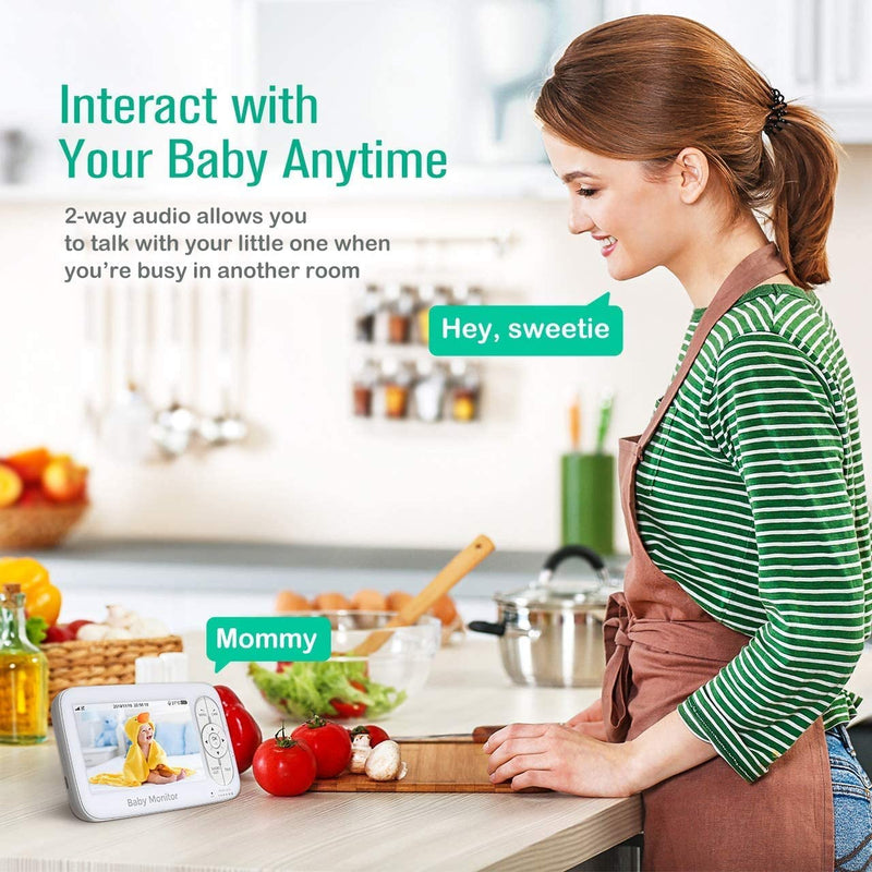 Baby Monitor. 720P Video Baby Monitor with 5” HD Display. Night Vision Camera.