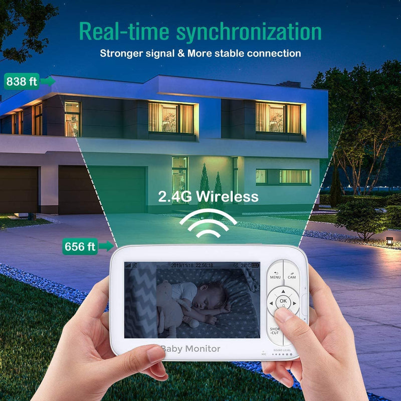 Baby Monitor. 720P Video Baby Monitor with 5” HD Display. Night Vision Camera.