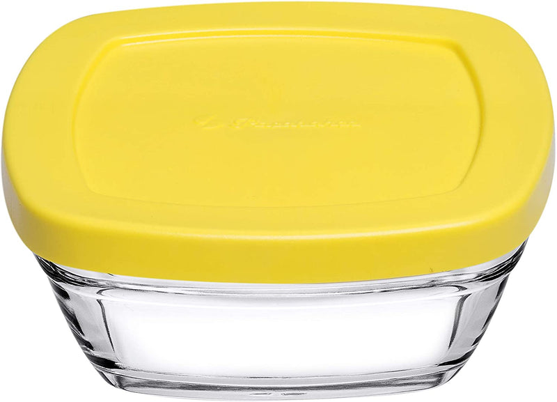 4 pcs Food Storage Container Set with Coloured Lid. Glass Small Bowl. (310 cc/ml)